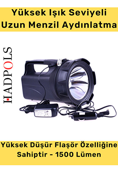 HadPols #AvcıFeneri 30W Profesyonel Şarjlı 2 Modlu 1500 Lümen 500 Metre Menzi...