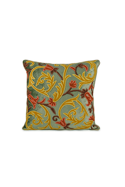 Bursa İpek Pernă decorativă din catifea brodată verde