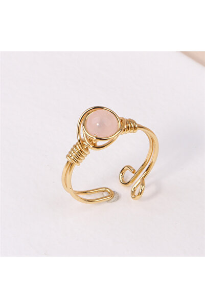 BIJUTERI El Yapımı Pembe Kuvars Yüzük