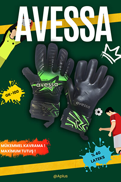 AVESSA GK-100 Kaleci Eldiveni %40 Lateks Kaymaz Yüzeyli Maksimum Tutuş ve Top...