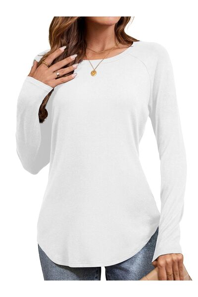 Amoretu Amoretu Women's T-Shirt, Long Sleeve, Round Neck, Simple, White, M