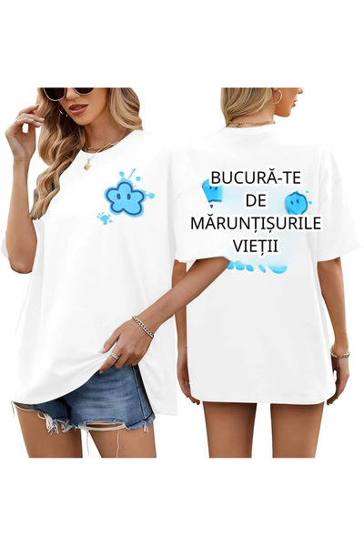 NANYUAYA Women's T-shirt, Oversize, Cotton, S, White