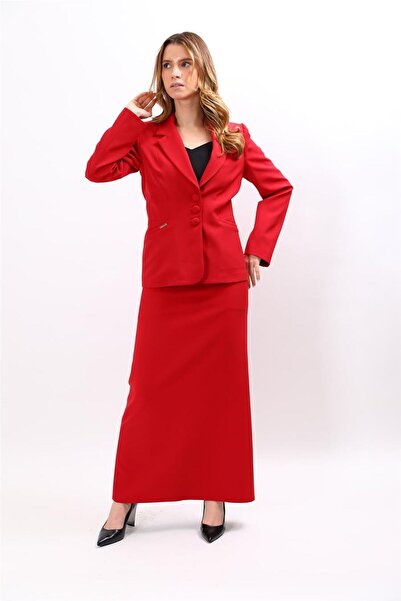 ÖNDER ÖZSOY Jacket with Collar Pockets Modern Jacket & Long Bell Skirt with S...