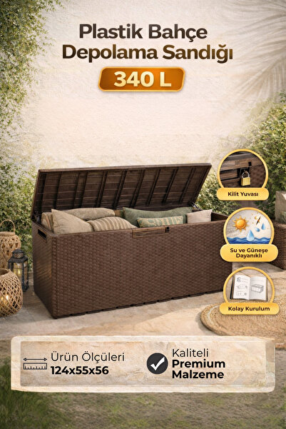 homenter Bahçe Depolama Sandığı 340 L | Kilit Yuvalı | İç & Dış Mekân