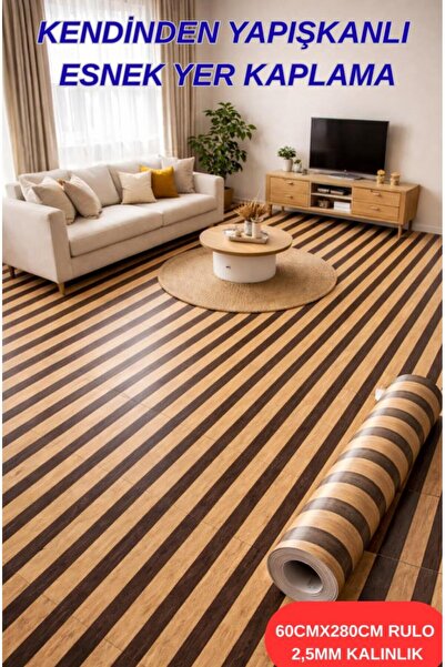 Renkli Duvarlar 60cmx280cm 1 Adet Yapışkanlı Rulo Koyu Kahve Lambiri Desenli ...