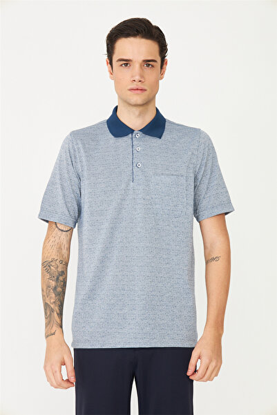 White Stone Indigo Polo Neck T-Shirt