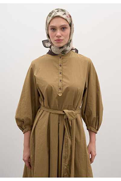 Freshscarfs Φουλάρι από βαμβάκι και βισκόζη με σχέδιο Φθινοπωρινή Δροσιά, Μπεζ