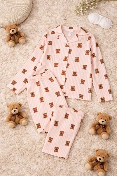 zahider Set de pijamale pentru fete, din bumbac, din țesătură Milan, cu nastu...