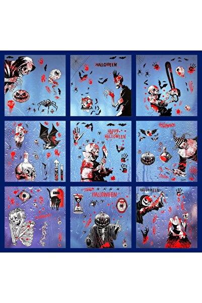 NQEUEPN Decoratiuni ferestre Halloween, Set 9 coli PVC, 30x20cm, Spider Bat S...