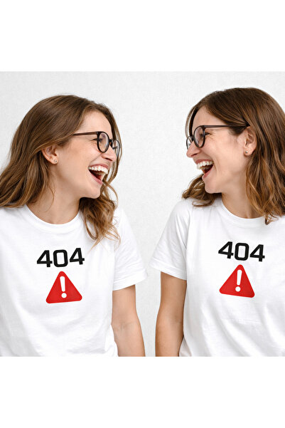 OEM Unisex white COTTON T-shirt "404 Error", minimalist design with warning s...