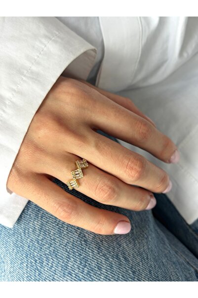 Ressia Cross Baguette Stone Design Adjustable Ring