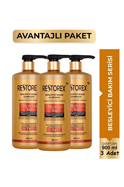 Restorex 7 Besleyici Yağ Şampuan 900 ml x 3 Adet