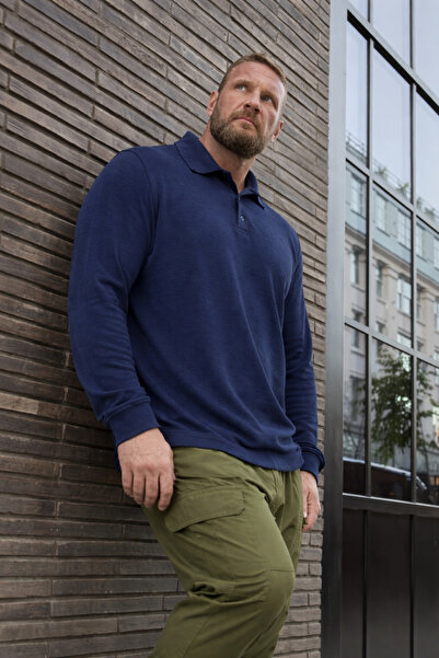 Maccali Men's Large Size Premium Blue Polo T-Shirt