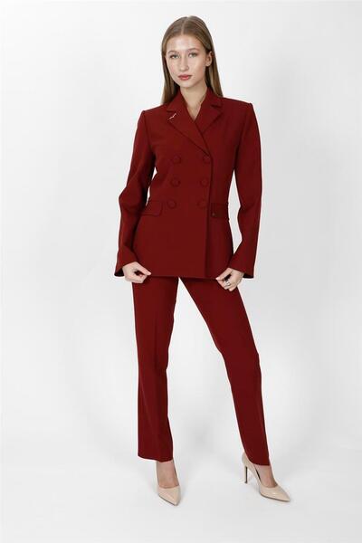 ÖNDER ÖZSOY Buttoned Classic Blazer Jacket & Pocketed Pipe-Leg Trousers Women...