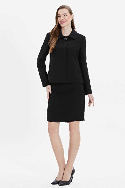 Selen Kendinden Pırıltılı Düz Dar Etek / SİYAH