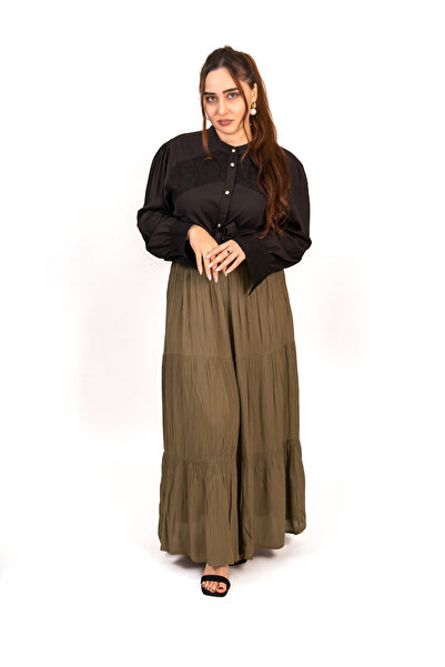 LINELLE Brown Gathered Woven Skirt