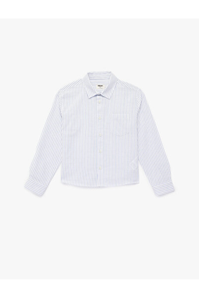 Koton Cotton Long Sleeve Buttoned Single Pocket Striped Shirt