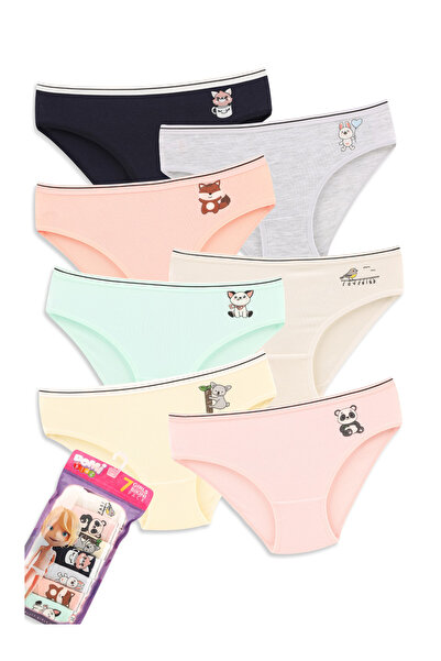 kinderos Cotton Printed Girls' 7-Piece Slip Panties - 26m 79500