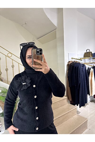 MODABERİLBUTİKK Çiçek Detaylı Peluş kadın ceket