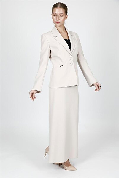 ÖNDER ÖZSOY Jacket with Collar Pockets Modern Jacket & Long Pencil Skirt Wome...