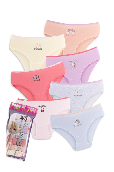 kinderos Cotton Printed Girls' 7-Piece Slip Panties - 26m 79500