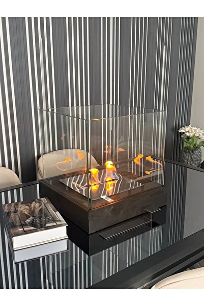 Mondelux Luxury XL Masaüstü Ahşap Şömine + 1 Litre YAKIT HEDİYE