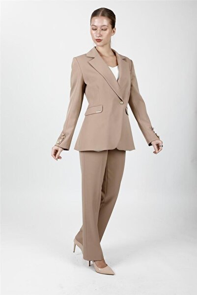 ÖNDER ÖZSOY Men's Lapel Single Button Double-Breasted Jacket & Pocketed Taper...