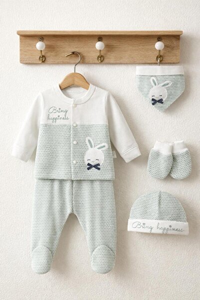 BYS BABY FASHION طقم ملابس خروج من المستشفى للأطفال حديثي الولادة من القطن بن...