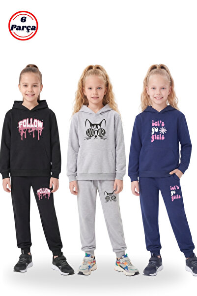 FYK COLLECTİON 3-компонентен спортен екип за момичета – с качулка, с принт, с...