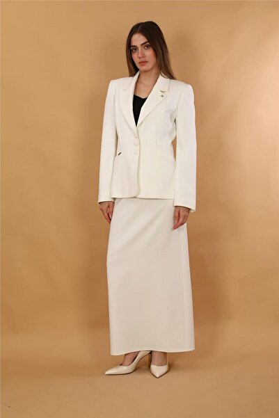 ÖNDER ÖZSOY Jacket with Collar Pockets Modern Jacket & Long Pencil Skirt Wome...