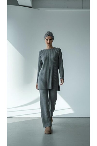 new ats Long Sleeve Knitted Tunic Pants Set