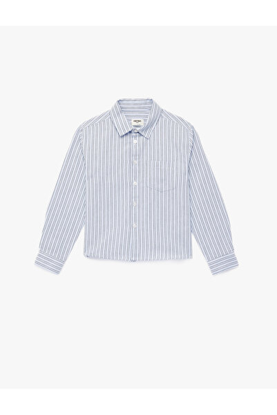 Koton Cotton Long Sleeve Buttoned Single Pocket Striped Shirt