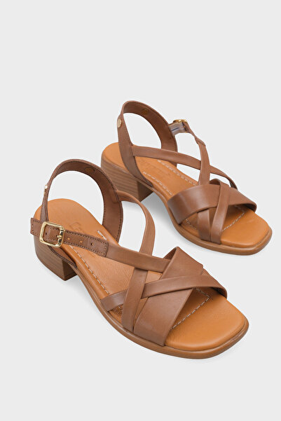Capone Outfitters Noreen Genuine Leather Mid-Heeled Women's Sandals