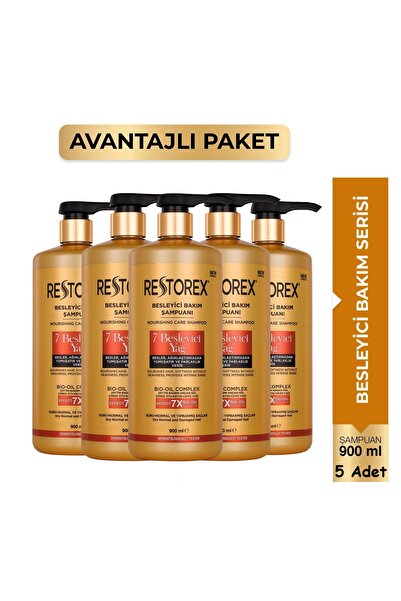 Restorex 7 Besleyici Yağ Şampuan 900 ml x 5 Adet