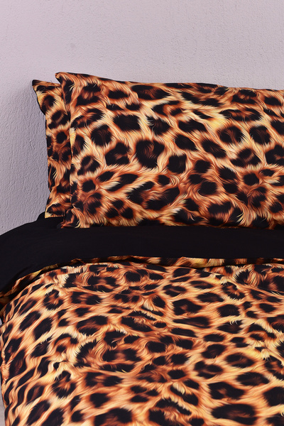 Setekshome 100% памучен комплект спално бельо с двойна 3D леопардова шарка