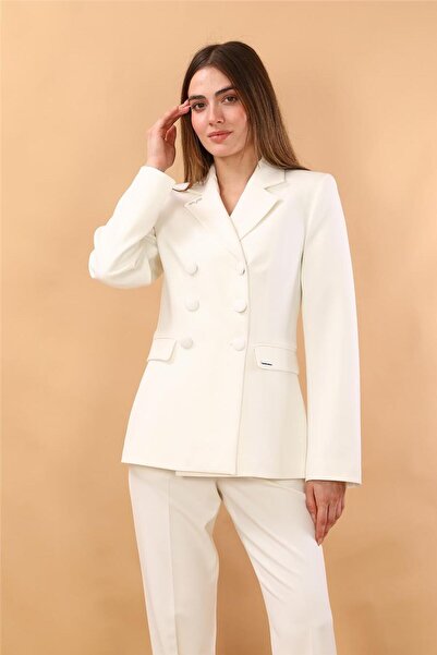 ÖNDER ÖZSOY Buttoned Classic Blazer Jacket-White
