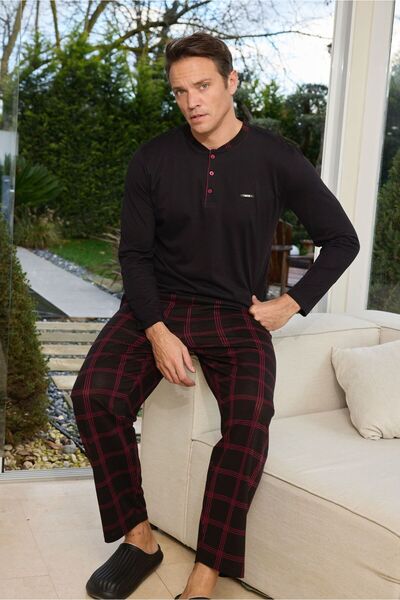 FORMO Men's 100% Natural Cotton Plaid Long Sleeve Printed Quality Pajama Set