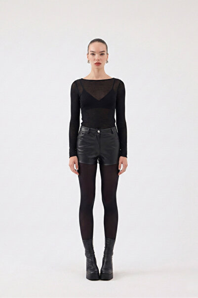 HOLLY LOLLY Kayık Yaka Ultra Soft Nikki Kaşmir Bluz Siyah