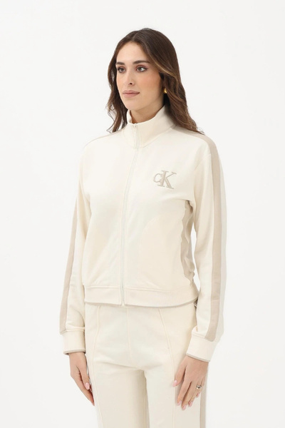 Calvin Klein Long Sleeve Stretchy Terry Fabric Full Zipper Tracksuit Top Wome...