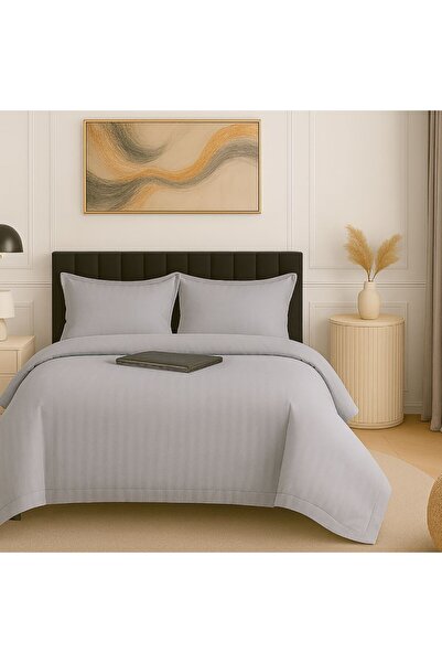 Pucioasa Lenjerie de pat dublu 4 piese, damasc policoton, gri