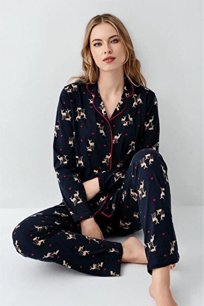 Arnetta Modal Cotton Long Sleeve Button Front Pajama Set