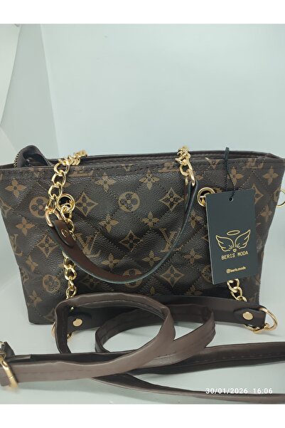 berismoda حقيبة كتف نسائية بتصميم فاخر وملمس ناعم مكونة من 3 أقسام مقاس 16x25 سم