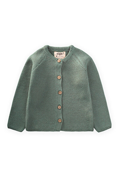 Cigit Links Knitwear Cardigan 1-8 Years Khaki Green