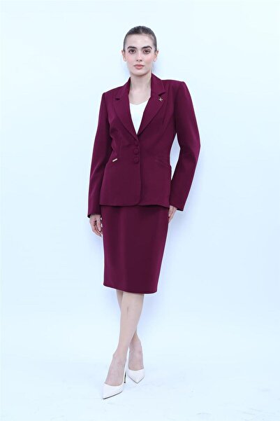 ÖNDER ÖZSOY Jacket with Collar Pockets Modern Jacket & Short Pencil Skirt Wom...