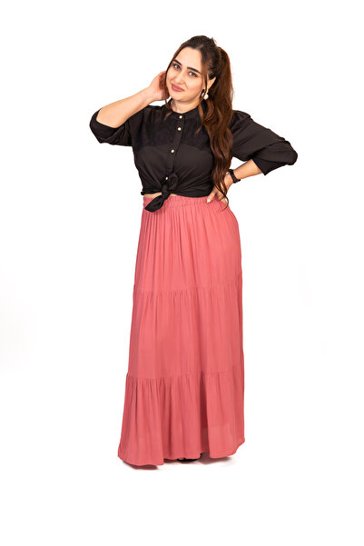 LINELLE Rust Pink Gathered Woven Skirt