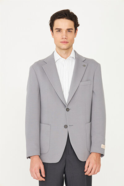White Stone Gray Classic Cut Blazer Jacket