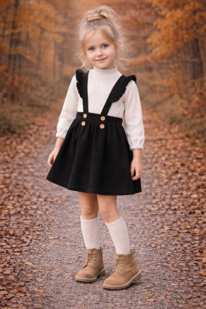 BEBEĞİME ÇORAP Fusta Salopet din velur pentru fete