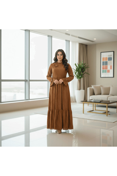 alqarat Atheer Summer Crinkle Dress with Floral Accents