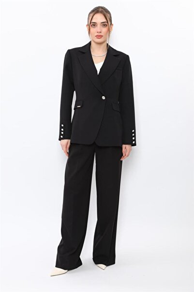 ÖNDER ÖZSOY Men's Lapel Single Button Double-Breasted Jacket & Classic Palazz...