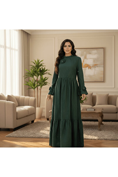 alqarat Atheer Summer Crinkle Dress with Floral Accents